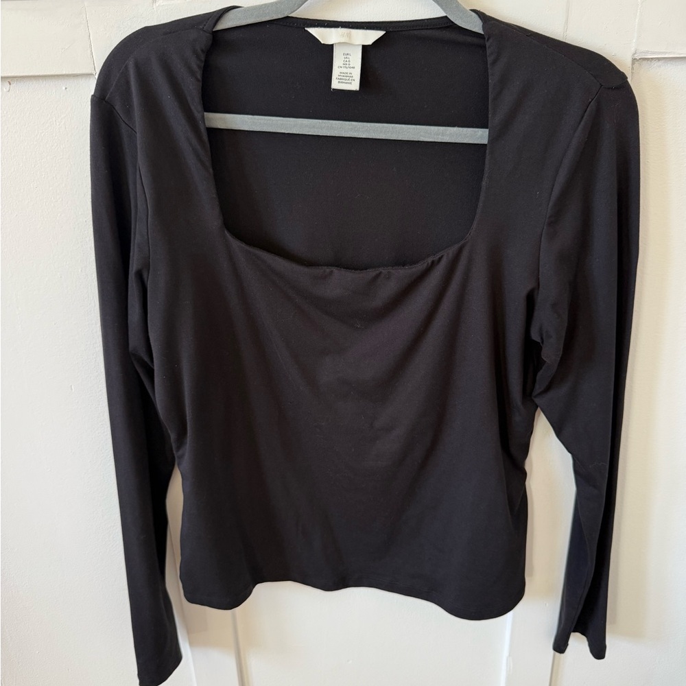 H&M Black Long-Sleeve Scoop Neck Tee
